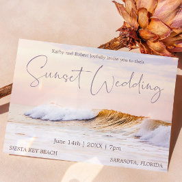 BEACH WEDING INVITATION CARD | OCEAN WAVES SUNSET EINLADUNG