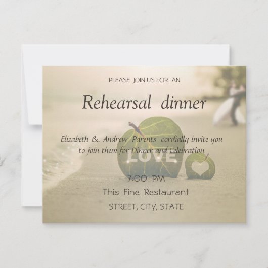 Beach Wedple, Liebe Probe Dinner Einladung (Vorderseite)