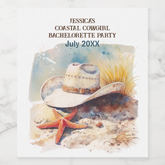 Beach Weekend Cowgirl Junggeselinnen-Abschied Weinetikett (Einzelnes Label)