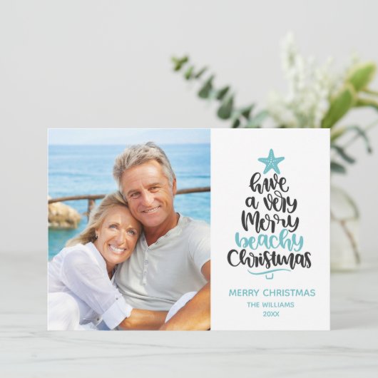 Beach Weihnachtskarte Feiertagskarte (Stehend Vorderseite)