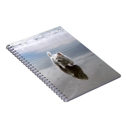 Beach Westie Reflection Foto Notebook Notizblock (Rechte Seite)