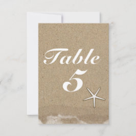 Beach Wet Sand & Starfish Party Tischnummer Card