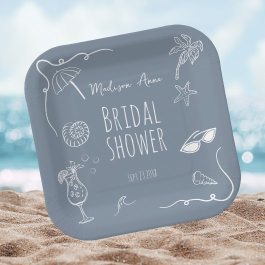 Beach Whimsical Doodle Illustrations Bridal Shower Pappteller