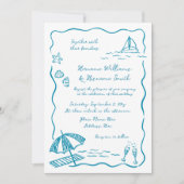 Beach Whimsical Sketch Hand Drawn QR UAWG Wedding Einladung (Vorderseite)