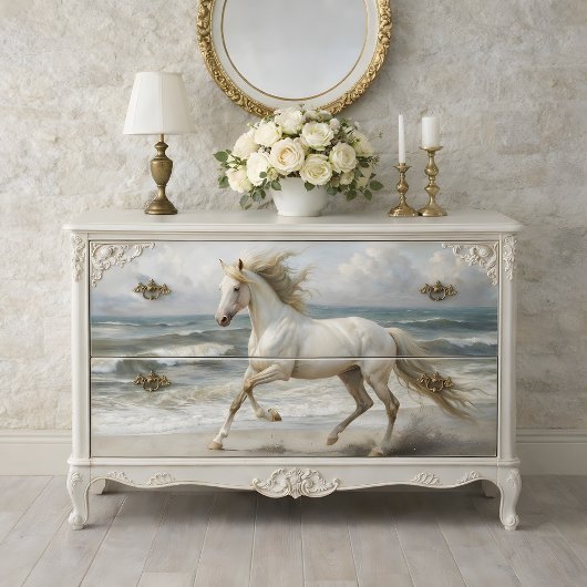Beach White Horse Decoupage Seidenpapier