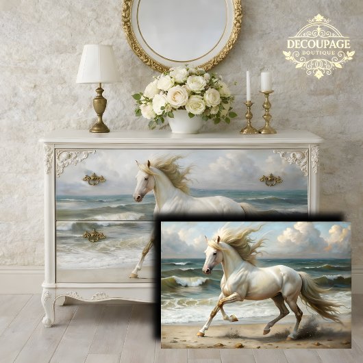 Beach White Horse Decoupage Seidenpapier
