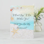 Beach White Sand wirst du meine Bridesmaid sein Einladung (Stehend Vorderseite)