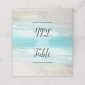 Beach White Starfish Elegante Sommer-Tischnummer Platzkarte (Außenseite Aufgefaltet)