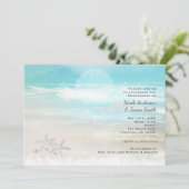 Beach White Starfish Elegante Sommereinladungen Einladung (Stehend Vorderseite)