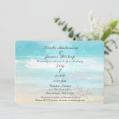 Beach White Starfish Elegante Sommerhochzeit Einladung (Stehend Vorderseite)