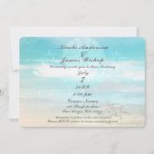 Beach White Starfish Elegante Sommerhochzeit Einladung (Vorderseite)