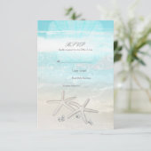 Beach White Starfish Elegante Summer RSVP Card (Stehend Vorderseite)