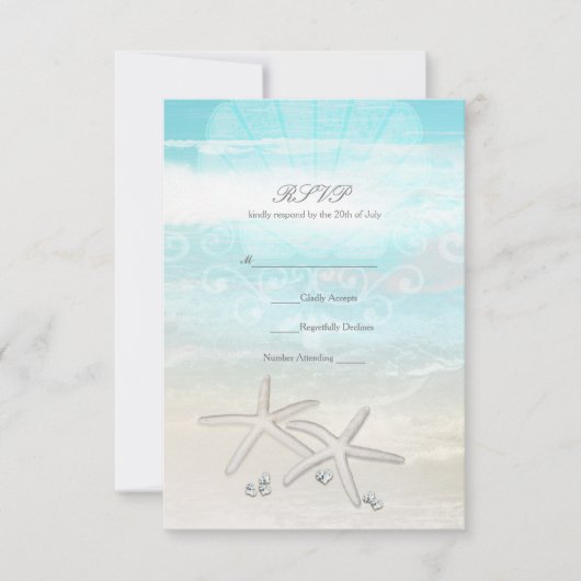 Beach White Starfish Elegante Summer RSVP Card Karte (Vorderseite)