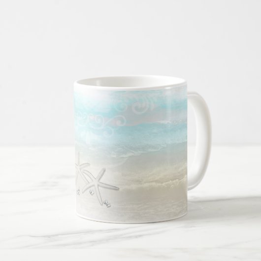 Beach White Starfish Eleganter Sommer-Chic Tropica Kaffeetasse (VorderseiteRechts)