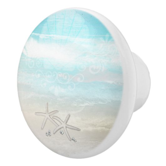 Beach White Starfish Eleganter Sommer-Chic Tropica Keramikknauf (Rechts)