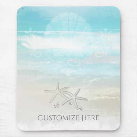 Beach White Starfish Eleganter Sommer-Chic Tropica Mousepad (Vorne)
