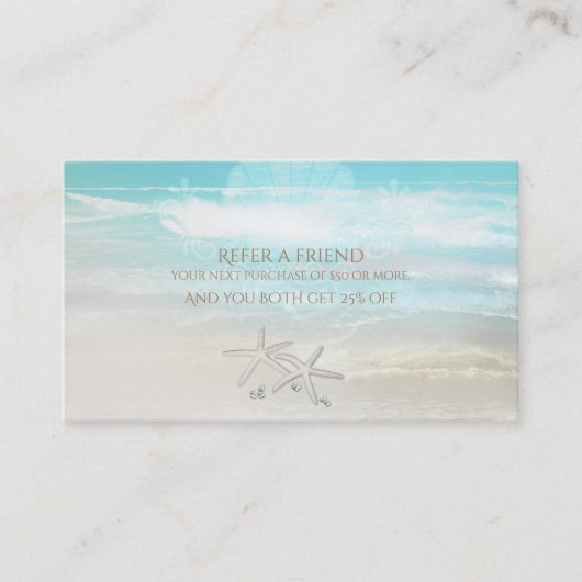 Beach White Starfish Eleganter Sommerurlaub Empfehlungskarte (Vorderseite)