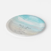 Beach White Starfish Elegantes Summer Custom Party Pappteller (Schrägansicht)