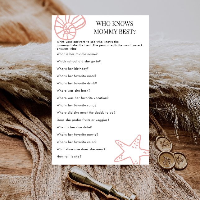 Beach Who Knows Mommy Best Baby Shower Game (Von Creator hochgeladen)