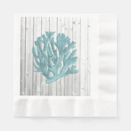 Beach Wood Aquamarin Coral Paper Napkins Serviette