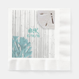 Beach Wood Aquamarin Coral Paper Napkins Serviette