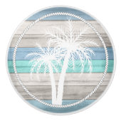 Beach Wood Nautical Palms - Blau, Tan, Aquamarin Keramikknauf (Vorderseite)