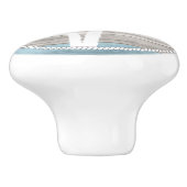 Beach Wood Nautical Palms - Blau, Tan, Aquamarin Keramikknauf (Seitenansicht)