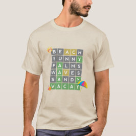 Beach Word Art Sommerurlaub Word Puzzle T-Shirt