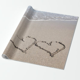 Beach Wrapping Paper Sand Hearts Beach Wedding Geschenkpapier