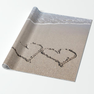 Beach Wrapping Paper Sand Hearts Beach Wedding Geschenkpapier