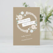 Beach Wreath & Banner Save the Date (Stehend Vorderseite)