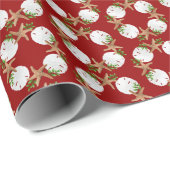 Beach Wreath Kleines Muster Weihnachtswrapping Pap Geschenkpapier (Rolleneckpunkt)