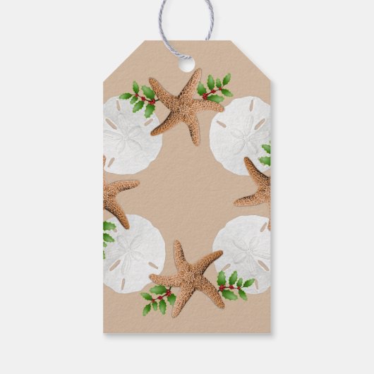 Beach Wreath Sand Dollar Weihnachtsfeier Krawatte Geschenkanhänger (Rückseite)