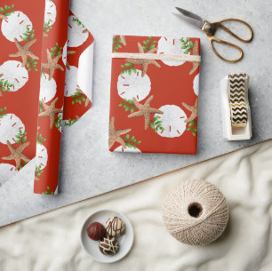 Beach Wreath Sand Dollars Muster Weihnachten Geschenkpapier