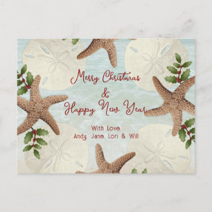 Beach Wreath Sand Dollars Weihnachtskarte Postkarte