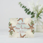 Beach Wreath Sand Dollars Weihnachtskarte Postkarte (Stehend Vorderseite)