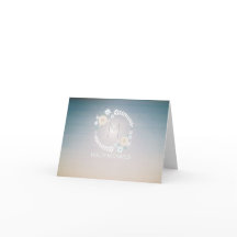 Beach Wreath Sunset Sky Monogram Notecard