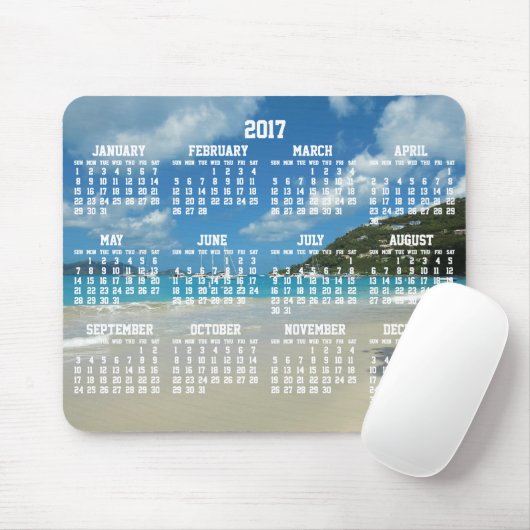 Beach Yearly Calendar 2017 Mouse Pads Mousepad (Mit Mouse)