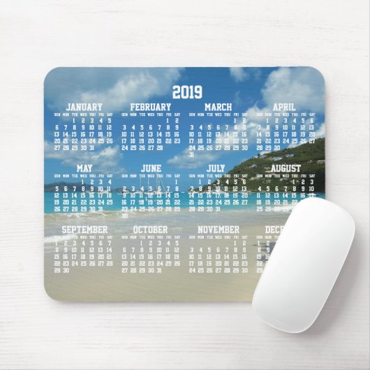 Beach Yearly Calendar 2019 Mouse Pads Mousepad (Mit Mouse)