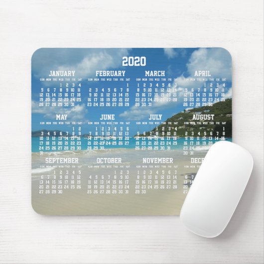 Beach Yearly Calendar 2020 Mouse Pads Mousepad (Mit Mouse)
