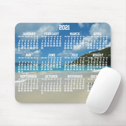 Beach Yearly Calendar 2021 Mouse Pads Mousepad (Mit Mouse)