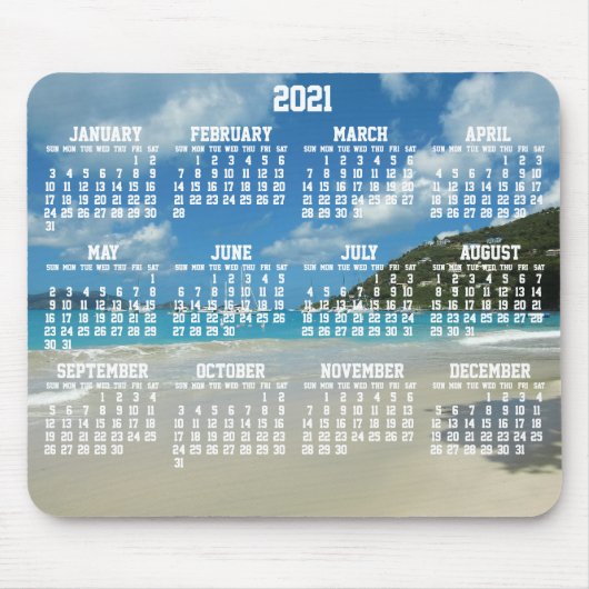Beach Yearly Calendar 2021 Mouse Pads Mousepad (Vorne)