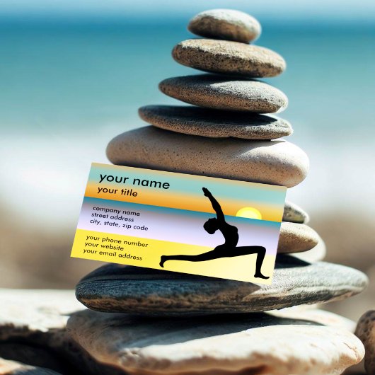 Beach Yoga Instructor Lehrer Studio Business Card Visitenkarte