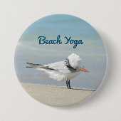 Beach Yoga Royal Tern Funny Bird Button (Vorderseite)