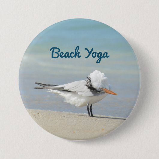 Beach Yoga Royal Tern Funny Bird Button (Vorderseite)