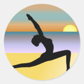 Beach Yoga Silhouette Posing Round Stickers (Vorderseite)