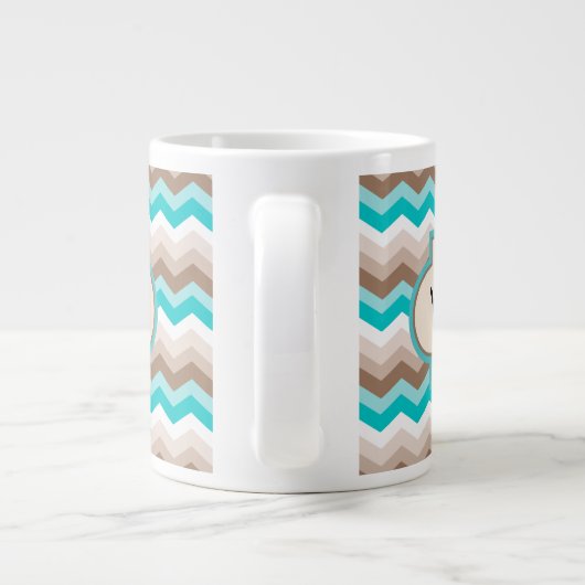 Beach Zickzack Zigzag Monogramm Jumbo-Tasse (Rückseite)
