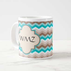 Beach Zickzack Zigzag Monogramm Jumbo-Tasse