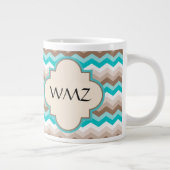 Beach Zickzack Zigzag Monogramm Jumbo-Tasse (Rechts)