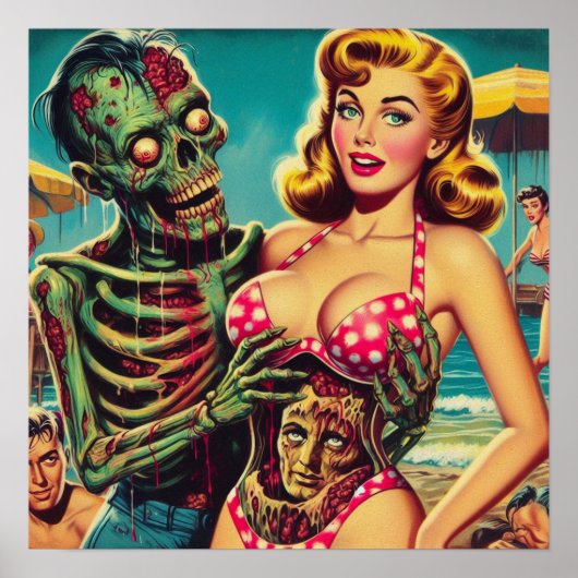 Beach Zombie Girl Poster (Vorne)